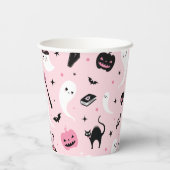 Gobelets En Papier Soirée d'Halloween rose (Verso)