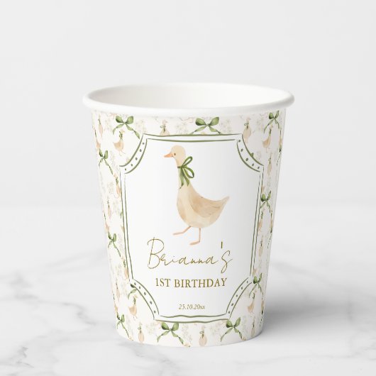 Gobelets En Papier Soirée d'oie rime fête d'anniversaire monogrammed (Verso)