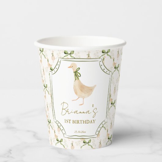 Gobelets En Papier Soirée d'oie rime fête d'anniversaire monogrammed (Recto)