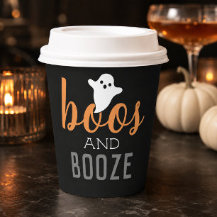 Gobelets En Papier Soirée Halloween Black Orange Boos and Booze