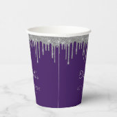 Gobelets En Papier Soirée personnalisée en argent violet 40e annivers (Droite)