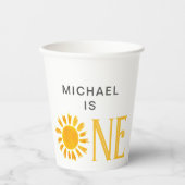 Gobelets En Papier Soirée personnalisée Soleil Jaune Premier Annivers (Recto)