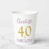 Gobelets En Papier Soirée stylish 40 et fabuleuse 40e anniversaire (Verso)