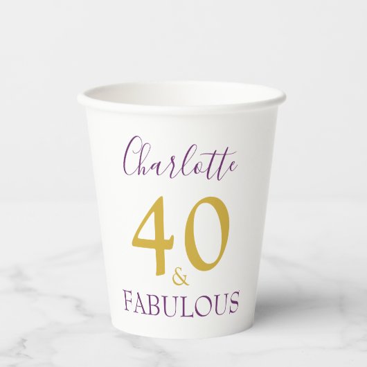 Gobelets En Papier Soirée stylish 40 et fabuleuse 40e anniversaire (Recto)