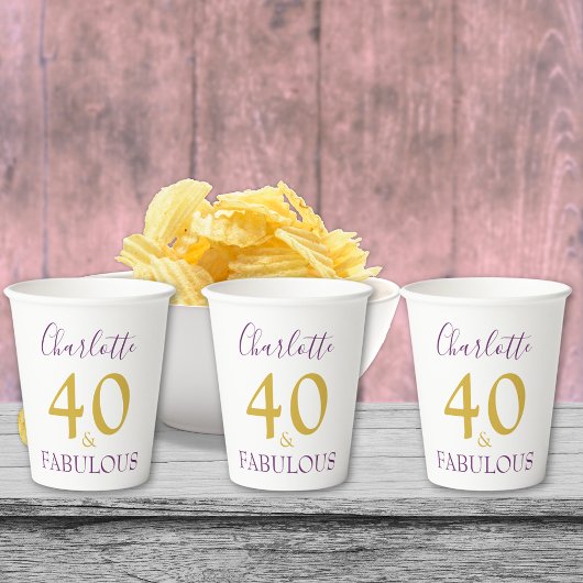Gobelets En Papier Soirée stylish 40 et fabuleuse 40e anniversaire