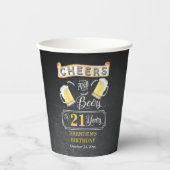 Gobelets En Papier Soirées et bières à 21 ans fête d'anniversaire (Recto)