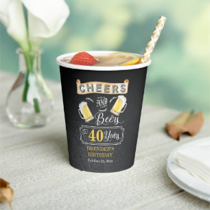 Gobelets En Papier Soirées et bières jusqu'à 40 ans fête d'anniversai