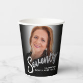 Gobelets En Papier Soixante-dix-70ème anniversaire script photo noir  (Recto)