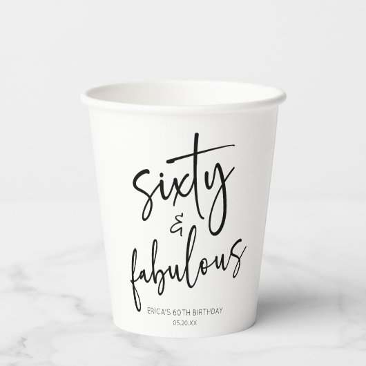 Gobelets En Papier Soixante et fabuleux Minimal 60e fête d'anniversai (Verso)