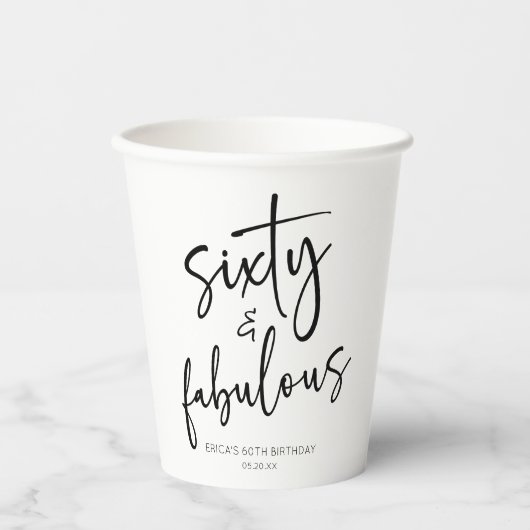 Gobelets En Papier Soixante et fabuleux Minimal 60e fête d'anniversai (Recto)