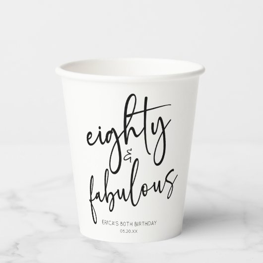 Gobelets En Papier Soixante et fabuleux minimal 80e fête d'anniversai (Recto)