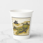 Gobelets En Papier Soldat Rétro Et Char (Recto)