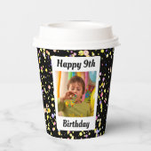Gobelets En Papier Solennellement Noir Anniversaire Fête Photo person (Verso)