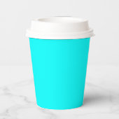 Gobelets En Papier Solid Cyan 8oz Paper Cup with Lid for Events (Verso)