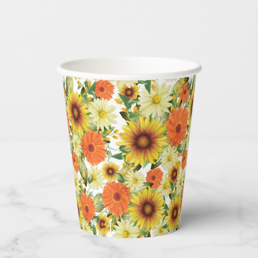 Gobelets En Papier Solstice tournesol jaune et vert (Verso)