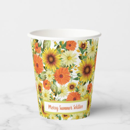 Gobelets En Papier Solstice tournesol jaune et vert (Recto)