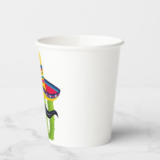 Gobelets En Papier Sombrero portant Cactus avec Moustache (Gauche)