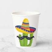 Gobelets En Papier Sombrero portant Cactus avec Moustache (Recto)