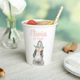 Gobelets En Papier Some Bunny Rose Gingham Floral Premier Anniversair