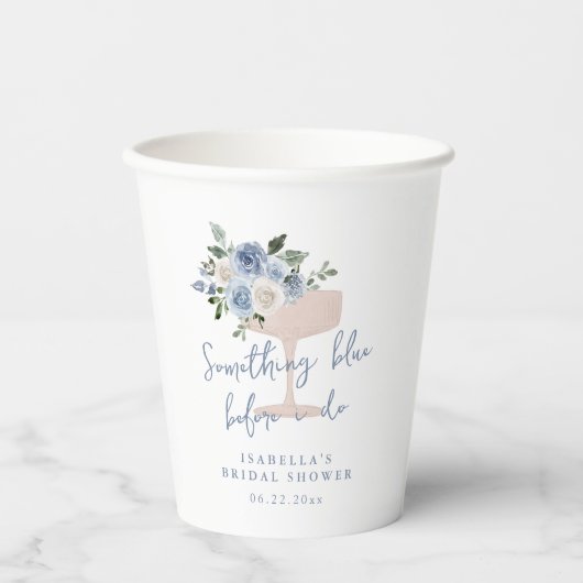 Gobelets En Papier Something Blue avant le mariage (Recto)