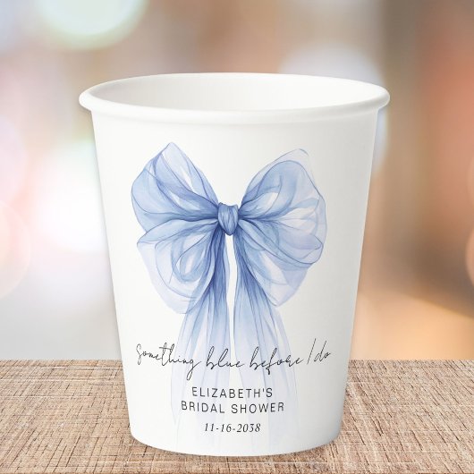 Gobelets En Papier Something Blue Before I Do Bow Baby Shower Fille
