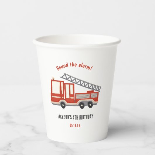 Gobelets En Papier Son L'alarme Camion Fête d'anniversaire (Recto)