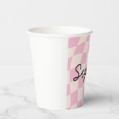 Gobelets En Papier Sophia Name Custom Mug Cup Party Pink Check Grid (Droite)