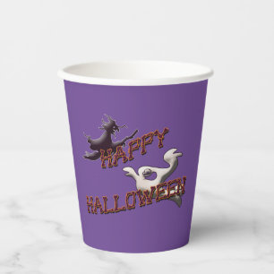 Gobelets En Papier Sorcière classique et fantôme Joyeux Halloween eff