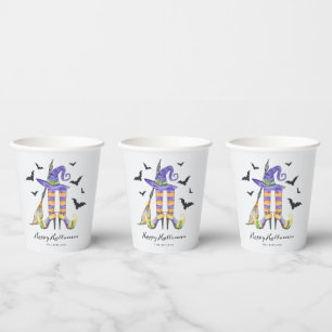 Gobelets En Papier Sorcière d'Halloween jambes et chapeau