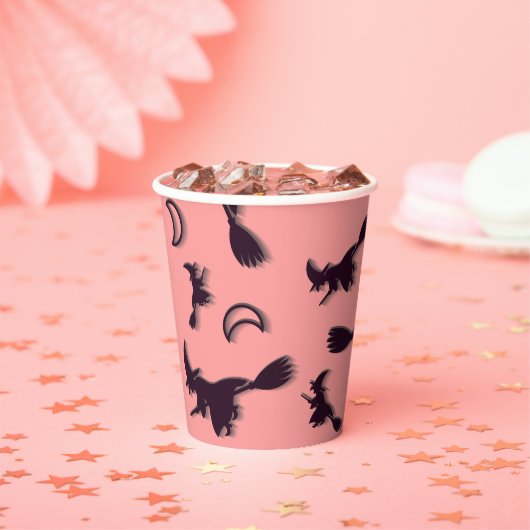 Gobelets En Papier Sorcière volante entre la moitié de la lune à Hall (Insitu)