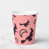 Gobelets En Papier Sorcière volante entre la moitié de la lune à Hall (Verso)