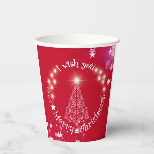 Gobelets En Papier Souhaitez-vous Joyeux Noël rouge tasse de papier (Recto)