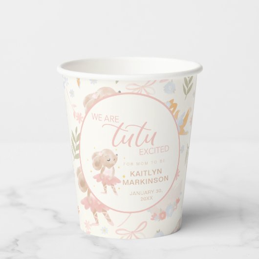 Gobelets En Papier Souris Ballerina Tutu Baby shower excité (Verso)