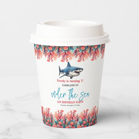 Gobelets En Papier Sous la mer 1er fête d'anniversaire (Verso)