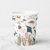 Gobelets En Papier Sous la mer Baleine requin Vie marine 1er annivers (Gauche)