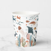 Gobelets En Papier Sous la mer Baleine requin Vie marine 1er annivers (Droite)