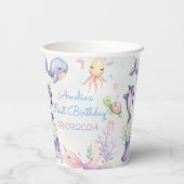 Gobelets En Papier Sous la mer Bleue Sea Vie fête d'anniversaire (Verso)