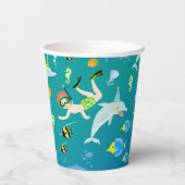 Gobelets En Papier Sous la mer dauphins et fête d'anniversaire garçon (Verso)