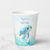 Gobelets En Papier Sous la mer jolie tortue aqua bleu baby shower (Verso)