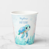 Gobelets En Papier Sous la mer jolie tortue aqua bleu baby shower (Recto)