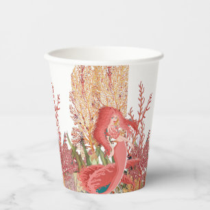 Gobelets En Papier Sous la mer Rouge Sirène Corail fête d'anniversair