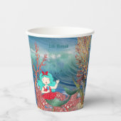Gobelets En Papier Sous la mer Sirène chantant Coral Reef Anniversair (Recto)