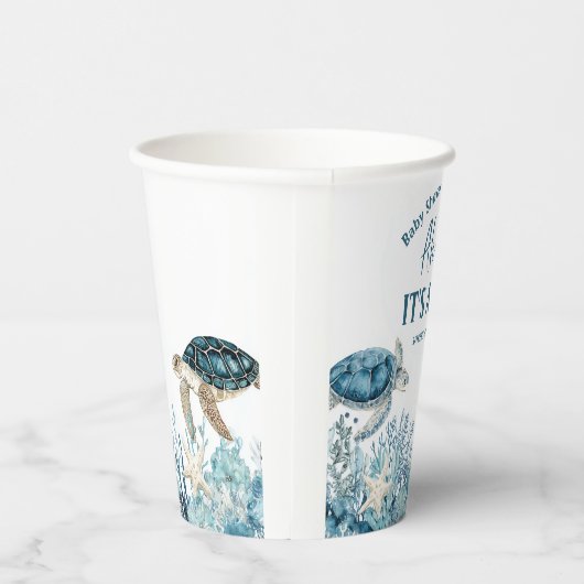 Gobelets En Papier Sous l'Ahoy bleu mer C'est un Baby shower garçon (Droite)