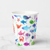 Gobelets En Papier Sous le Baby shower d'anniversaire du crabe arc-en (Gauche)