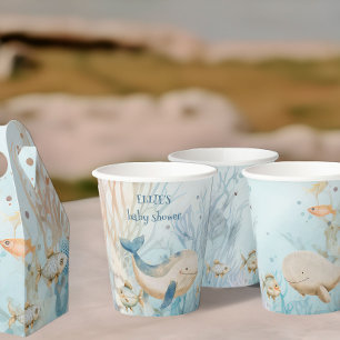 Gobelets En Papier Sous l'océan Baby Shower Baleine