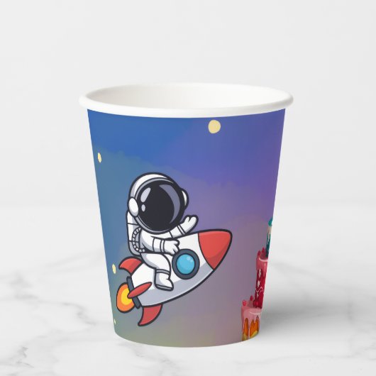 Gobelets En Papier Space Adventure Coupes d'anniversaire (Recto)