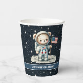Gobelets En Papier Space Adventure Teddy Bear Astronaut Baby Boy Cups (Verso)