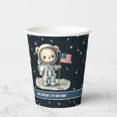 Gobelets En Papier Space Adventure Teddy Bear Astronaut Baby Boy Cups (Recto)