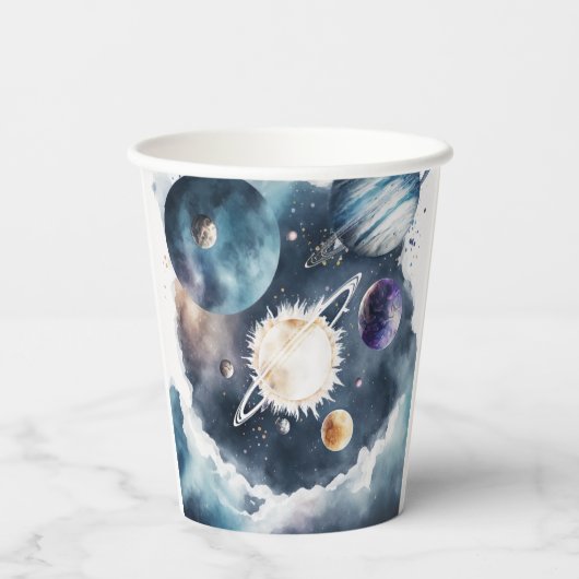 Gobelets En Papier Space Planètes & Rockship Boy 1er anniversaire (Verso)