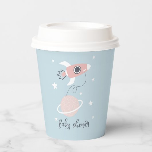 Gobelets En Papier Space Rocket et Jupiter Baby shower (Recto)